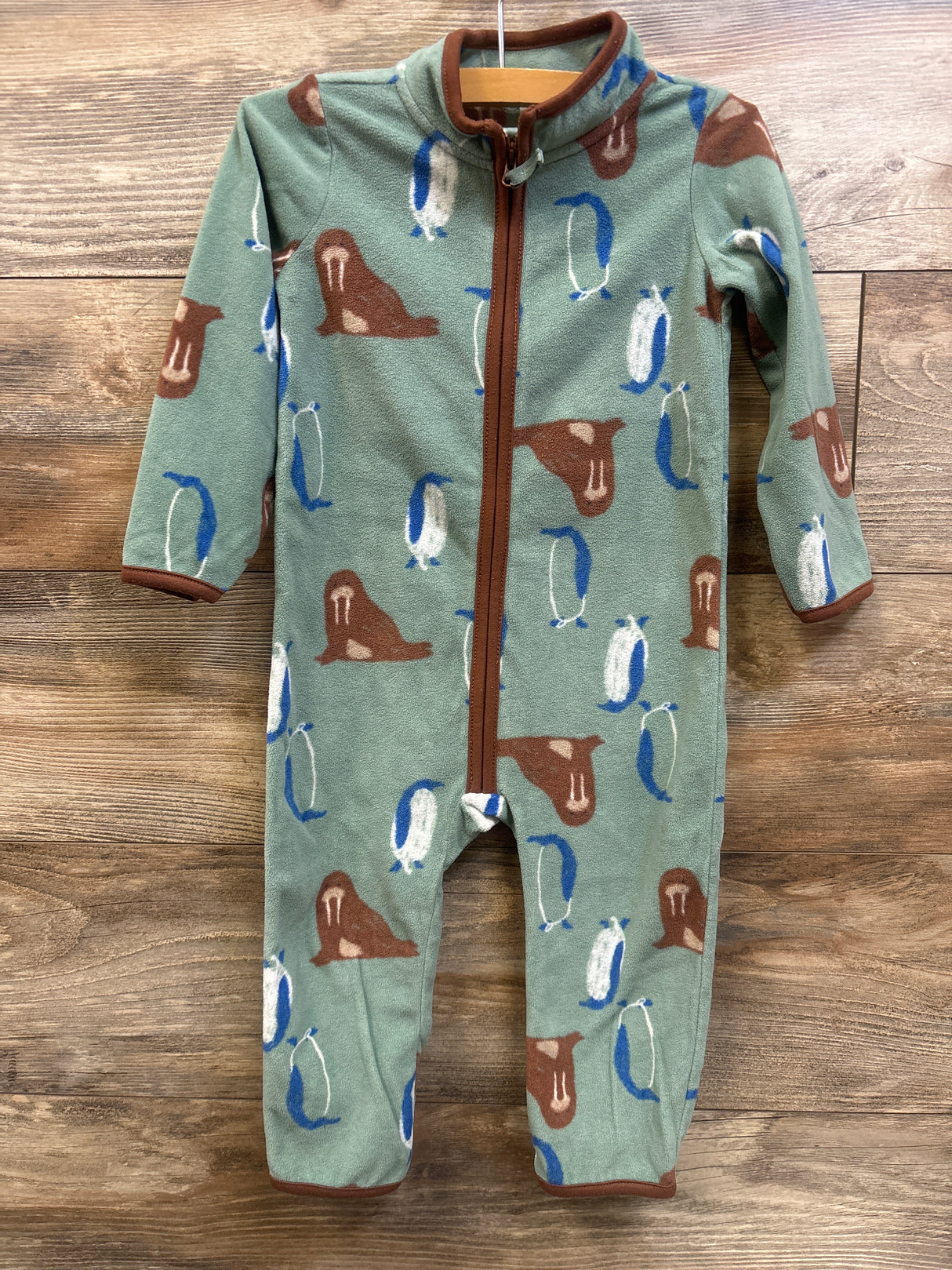 Carter's Fleece Coverall Green sz 24m