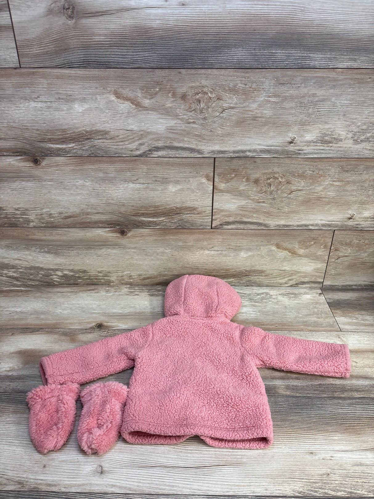 Just One You Sherpa Zip-Up Jacket & Mittens 2pc Set Pink sz 9-12m