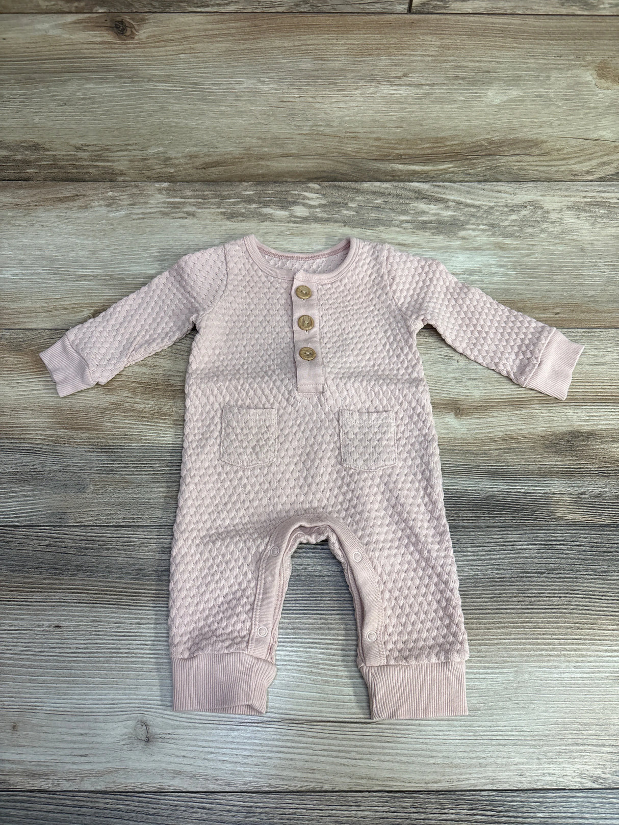 Cloud Island Textured Henley Coverall Pink sz Newborn