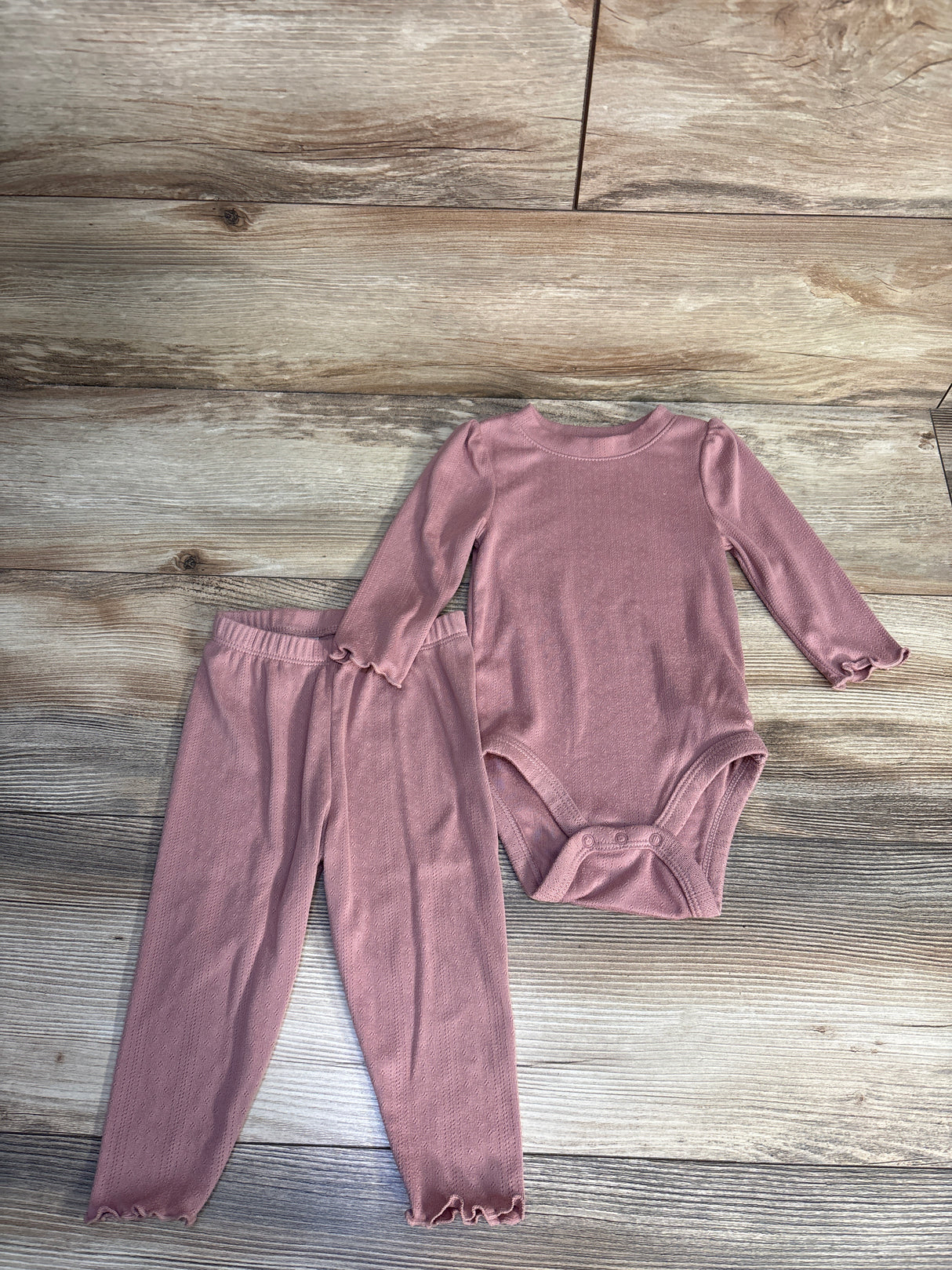 Cloud Island 2pc Pointelle Bodysuit & Pants Set Pink sz 6-9m