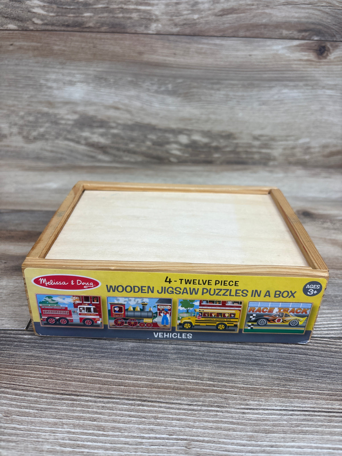 Melissa & Doug Vehicles 4-in-1 Wooden Jigsaw Puzzles in a Box