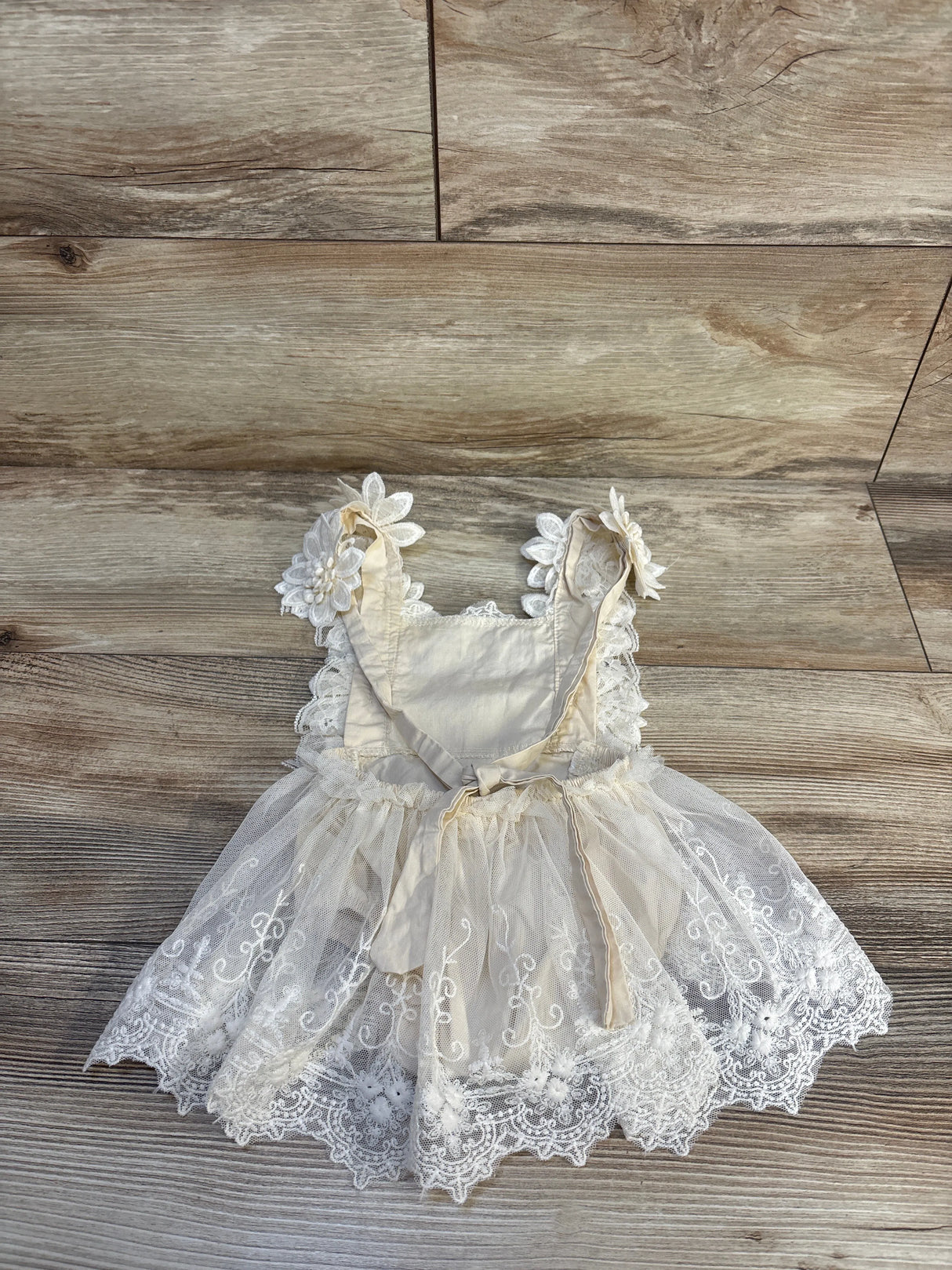 Bagilaance Floral Lace Bodysuit Dress Ivory sz 3-6m