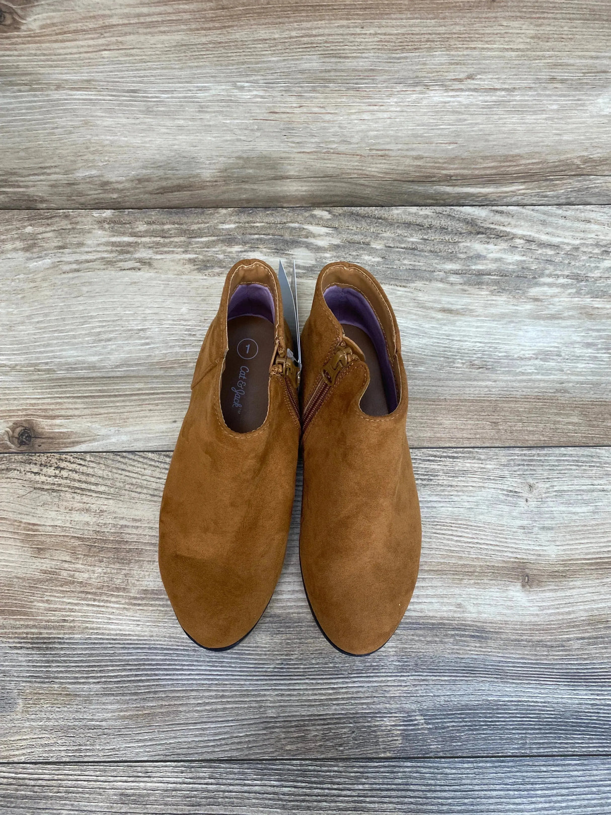 NEW Cat & Jack Girls' Opal Zipper Boots Cognac SIZE 1Y - Me n Mommy To Be