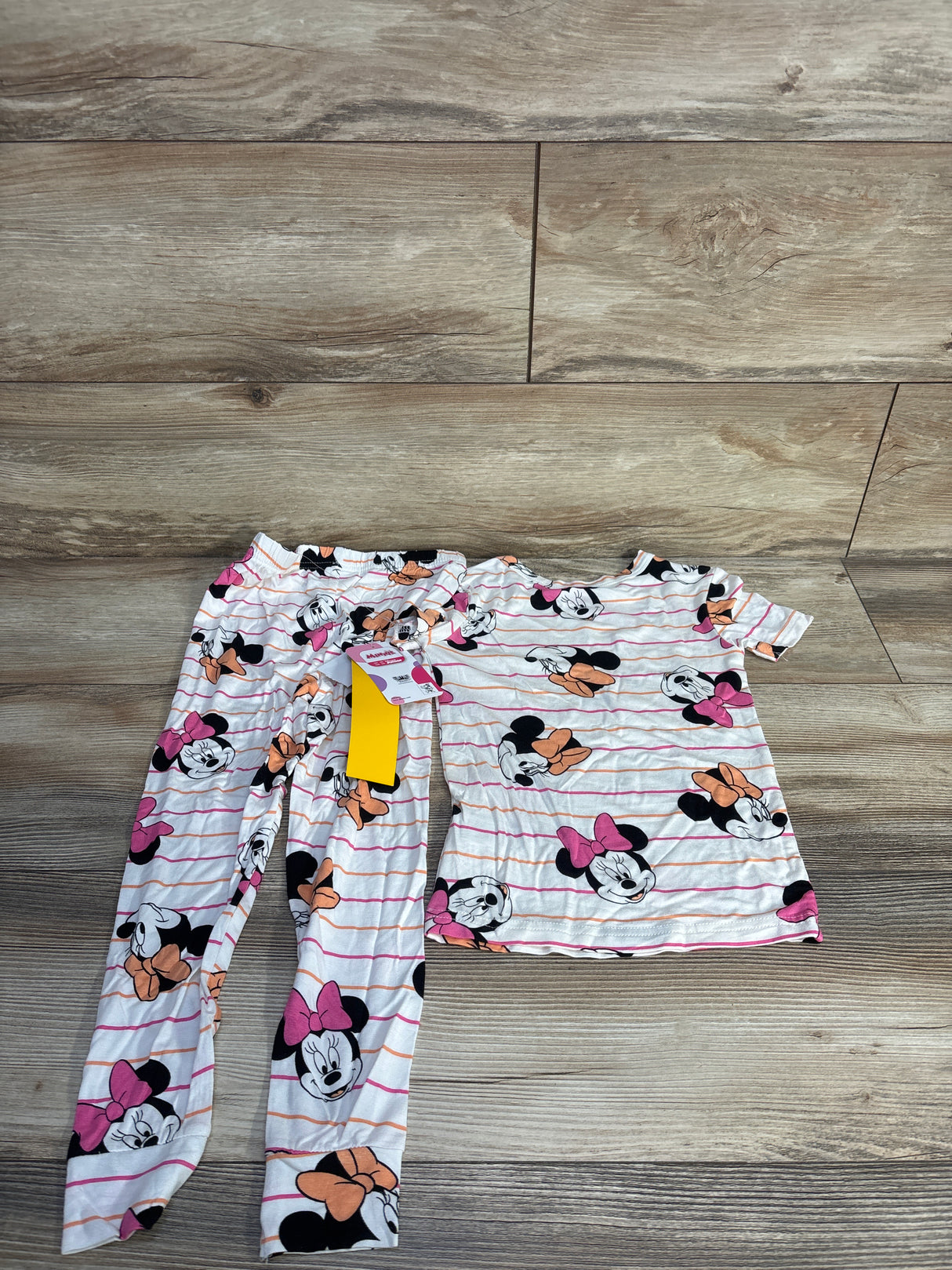 NEW Disney Junior Minnie 2pc Short Sleeve Viscose Snug Fit Pajama Set White sz 5T