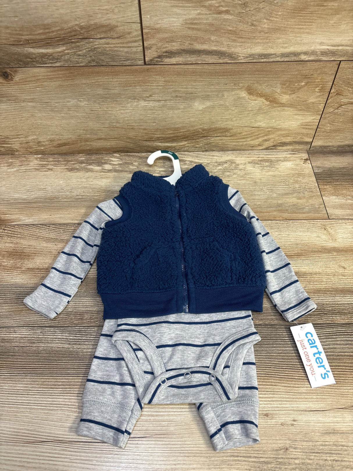 NEW Just One You 3pc Sherpa Fleece Vest Set Grey sz 3m