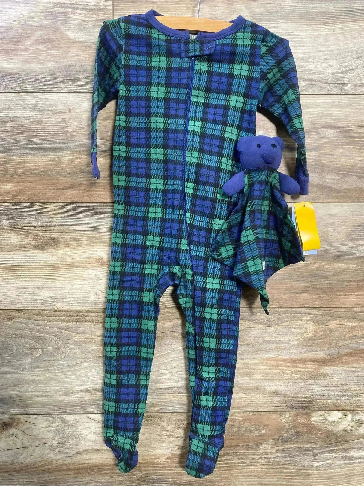 NEW Max & Olivia 2pc Plaid Sleeper & Lovey Blue sz 18m - Me n Mommy To Be