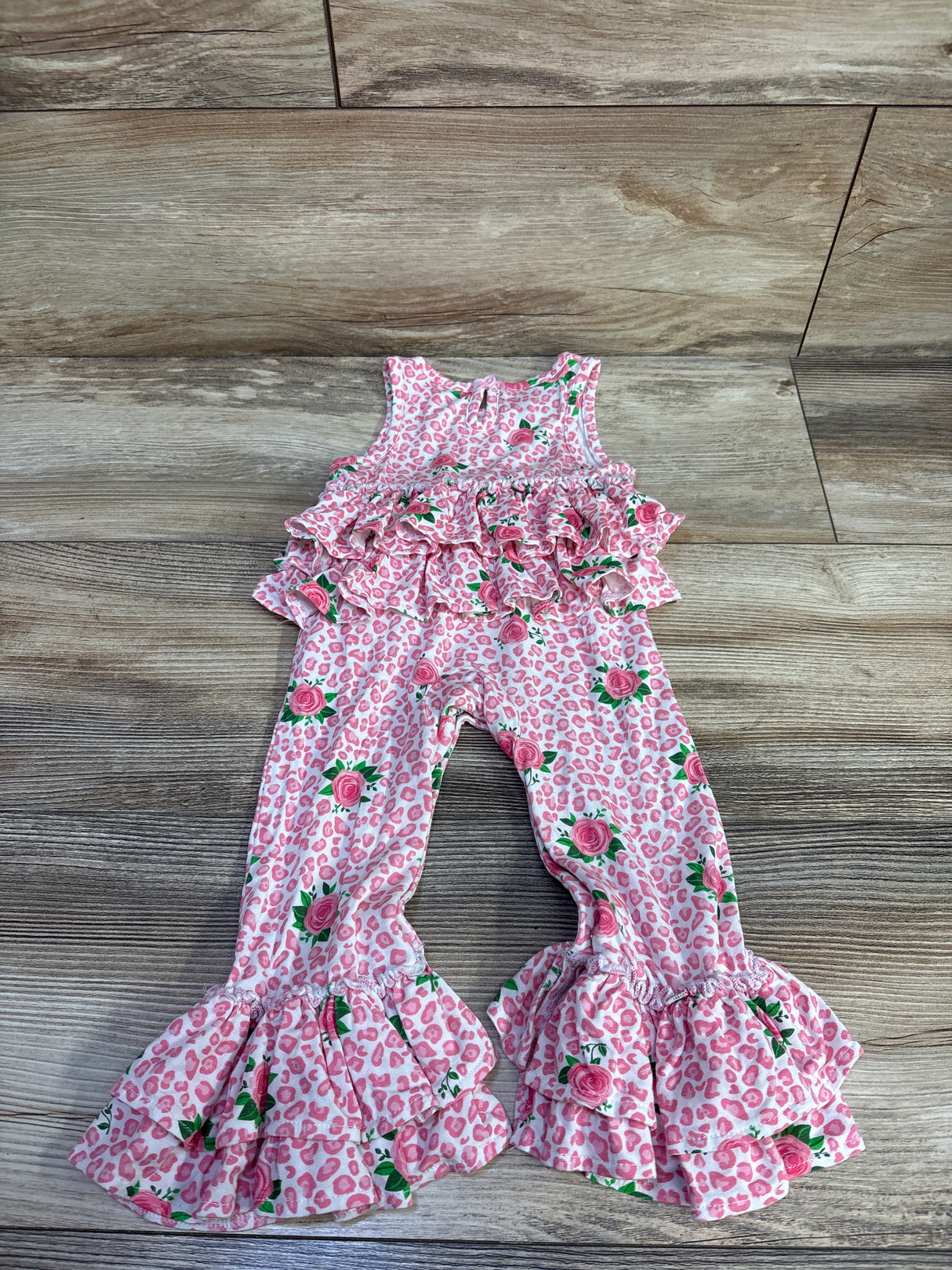 Mudpie Bamboo Ruffle Tank Jumpsuit Pink sz 6-9m