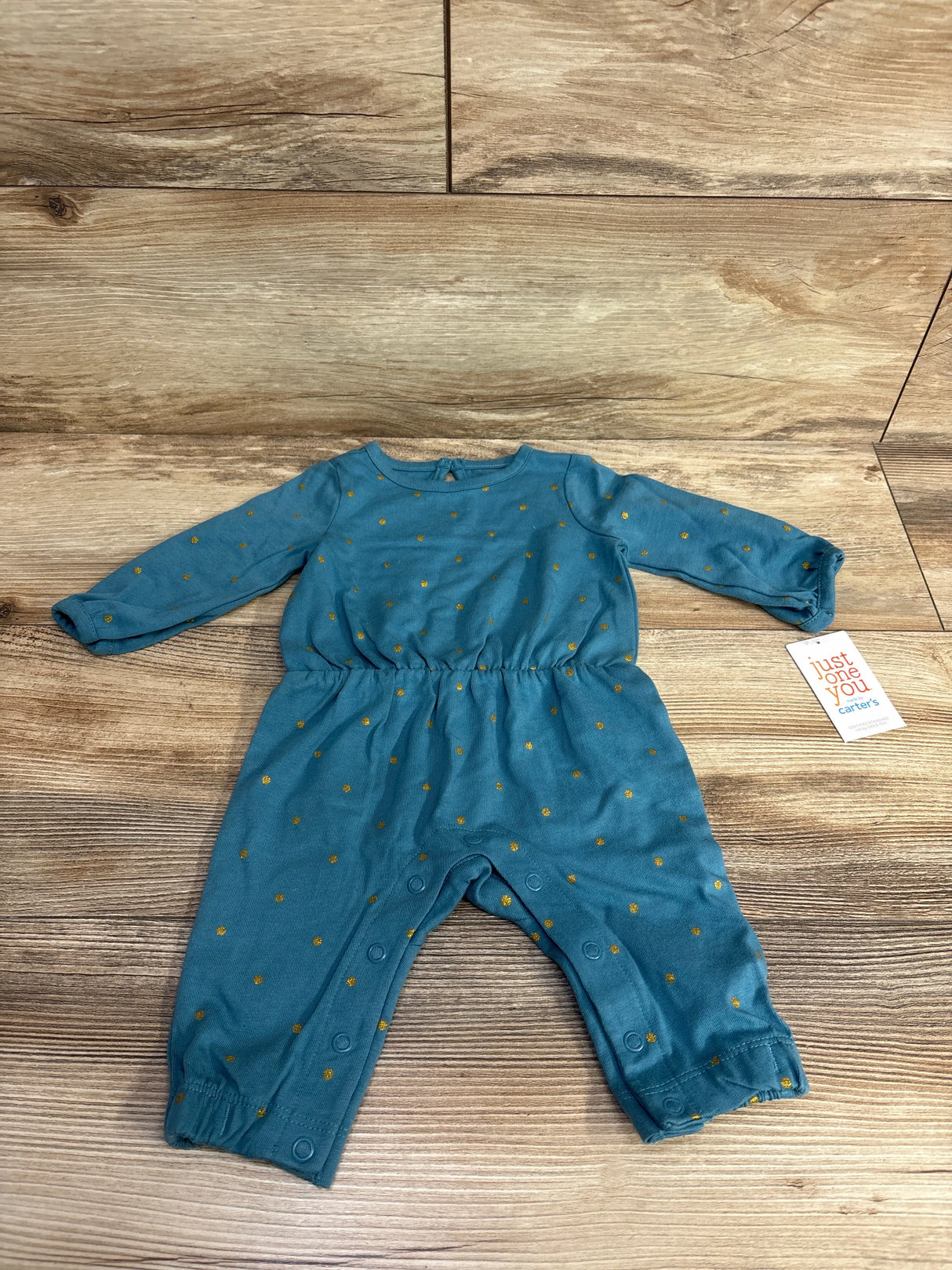 NEW Just One You Metallic Polka Dot Coverall Teal sz 3m