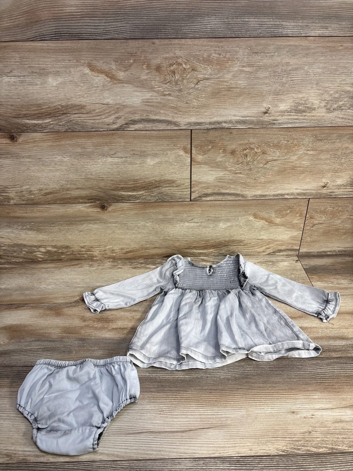 Splendid 2pc Long Sleeve Dress & Bloomers Grey sz 6-12m