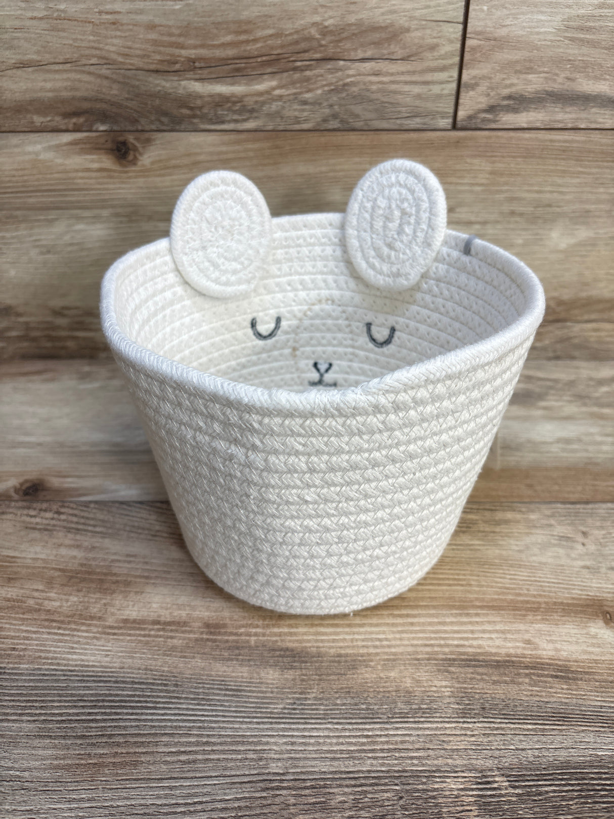 NEW Cloud Island Tapered Coiled Rope Round Basket Sleepy Bear