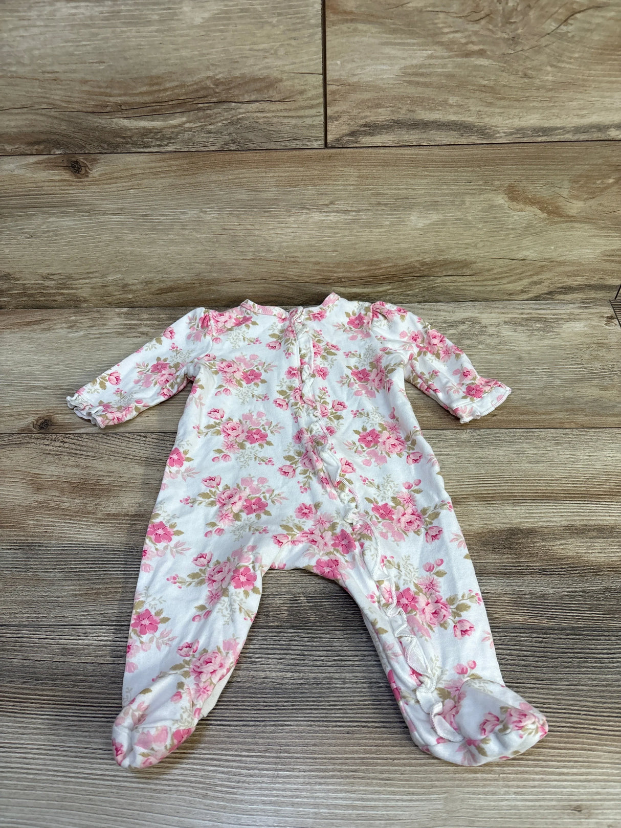 Little Me Ruffled Floral Sleeper White sz 3m