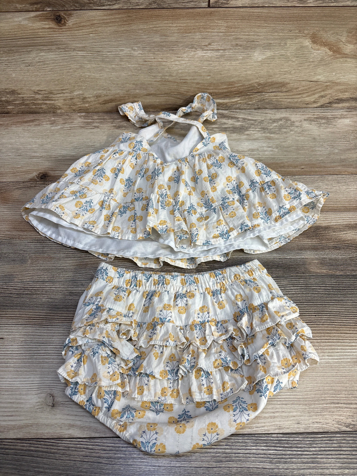 Rachel Zoe 2pc Floral Top & Ruffle Bloomers White sz 12m - Me n Mommy To Be