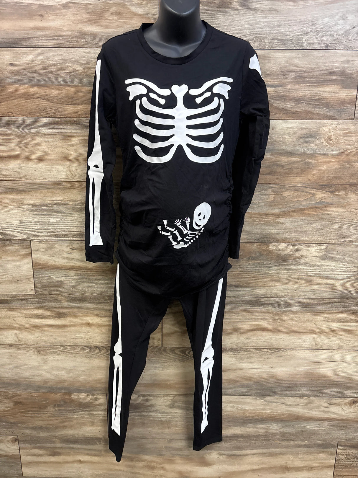 NEW Motherhood Maternity 2pc Skeleton Shirt & Leggings Set Black sz Medium