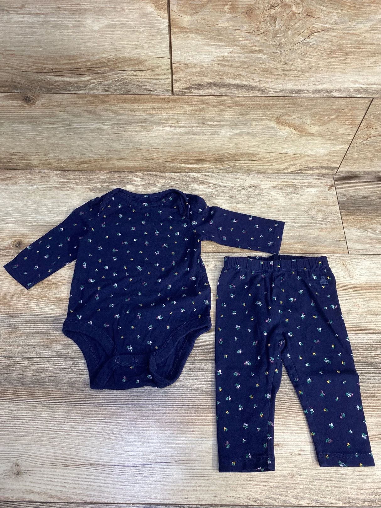 Baby Gap 2pc Floral Bodysuit & Bottoms Set Navy sz 3-6m