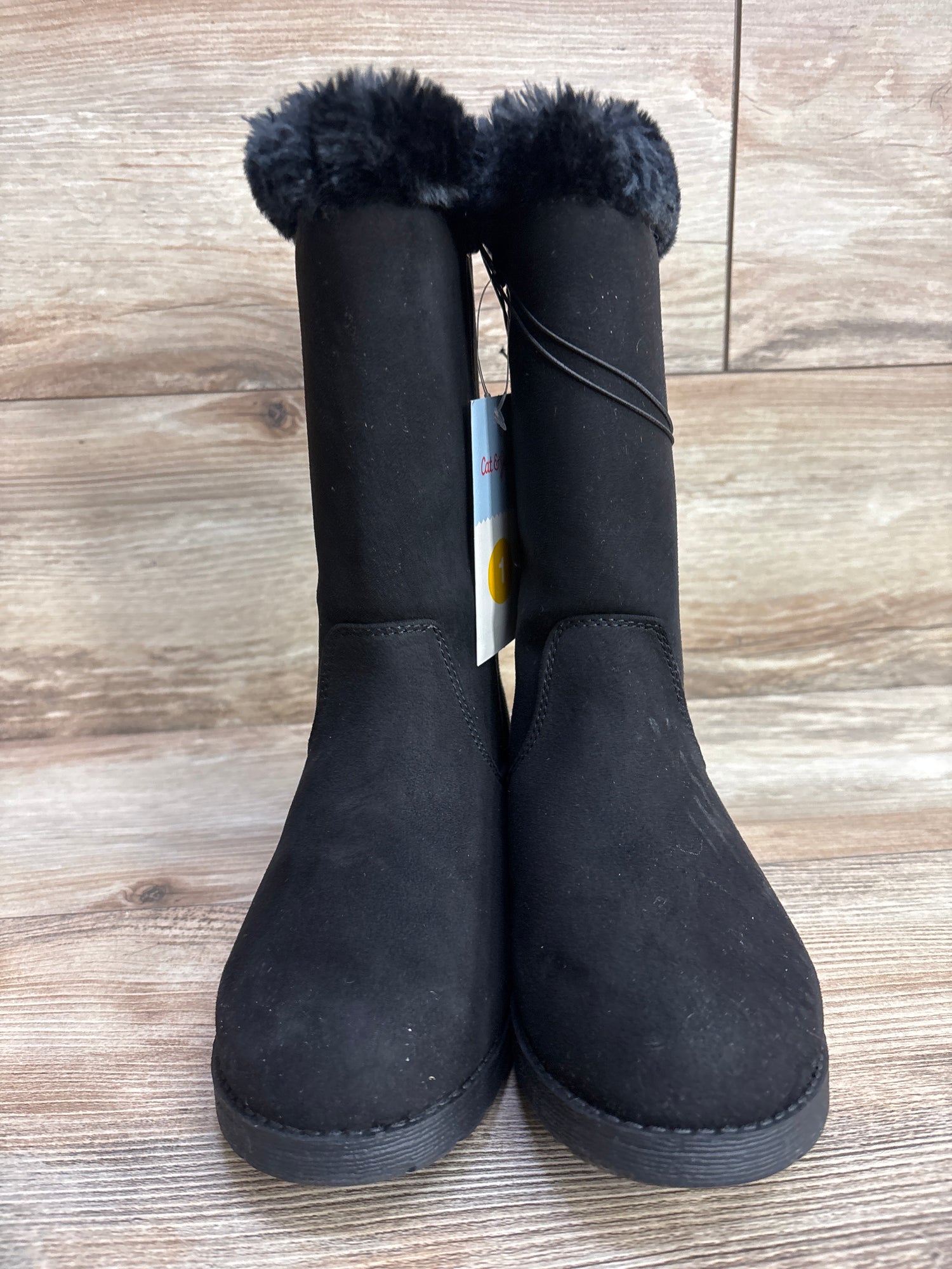 NEW Cat & Jack Nina Shearling Style Tall Boots Black sz 1Y