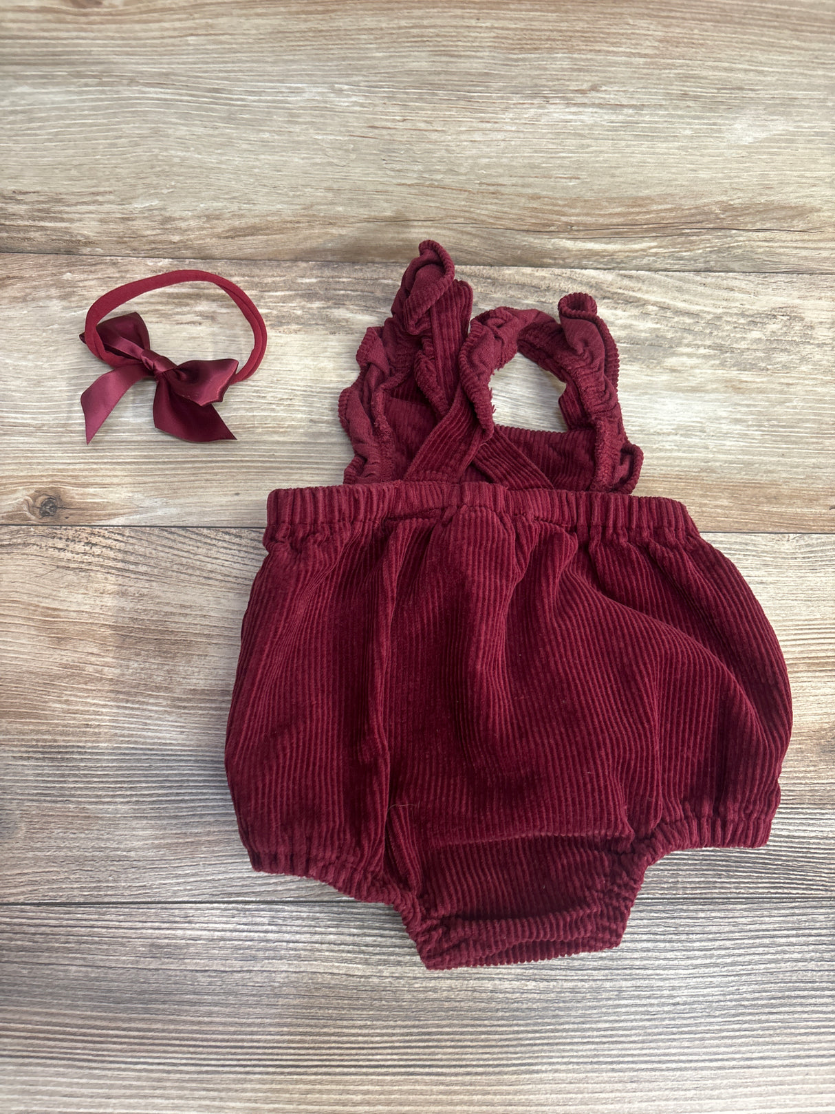 Old Navy 2pc Cord Bubble Romper Set Burgundy sz 6-12m