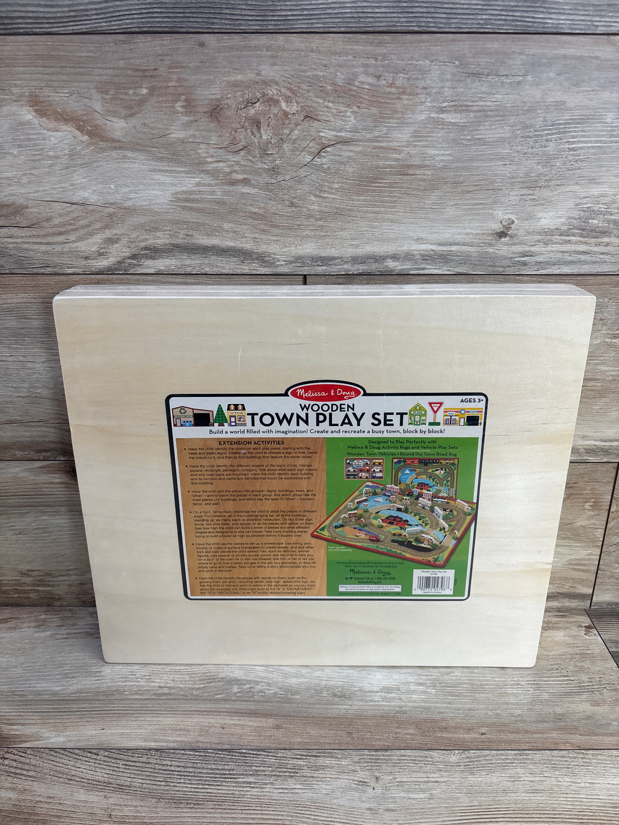 NEW Melissa & Doug Wooden Town Play Set With Storage Tray