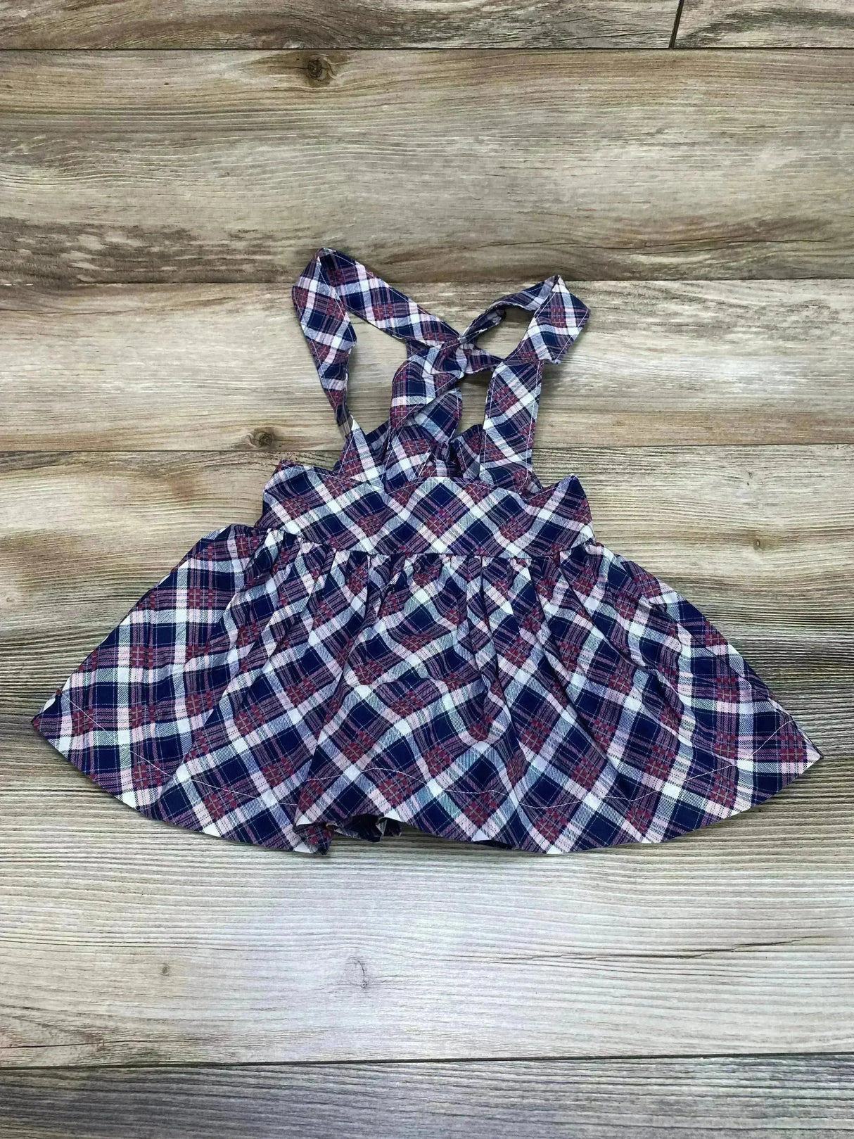 Suspender Plaid Skirt Navy/Pink sz 18m - Me n Mommy To Be