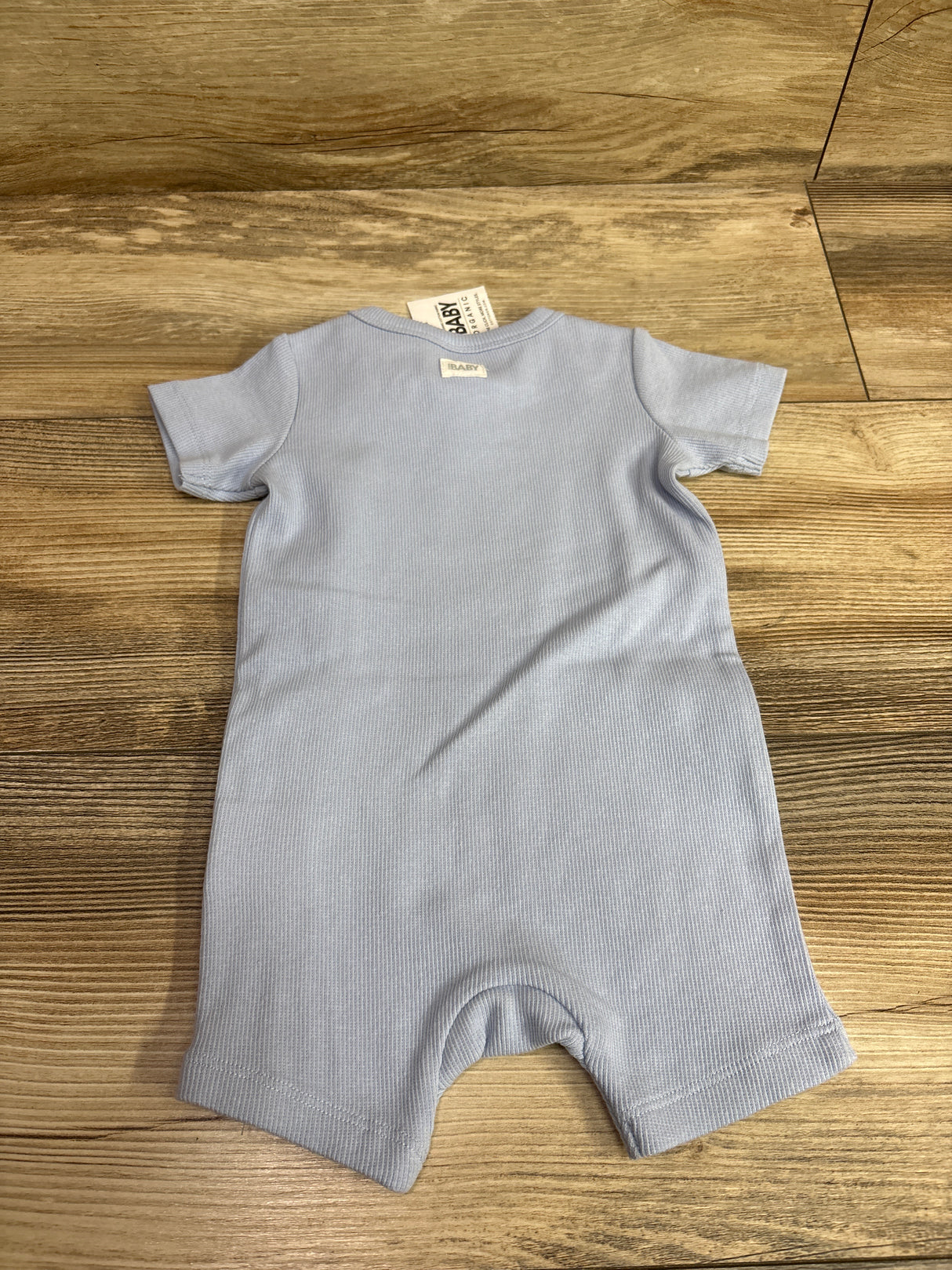 NEW Cotton On Baby Organic Ribbed Short Sleeve Zip Romper Blue sz 3-6m