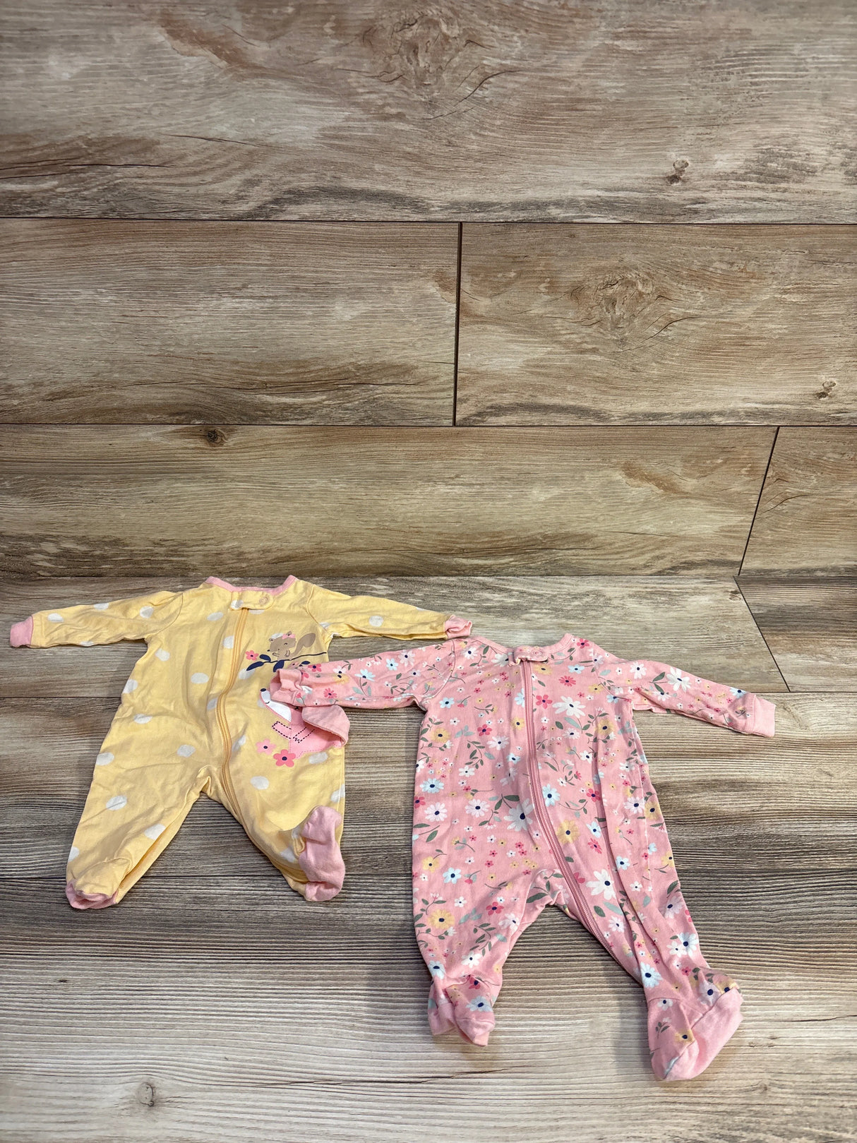 Gerber 2pk Sleepers Yellow/Pink sz Newborn