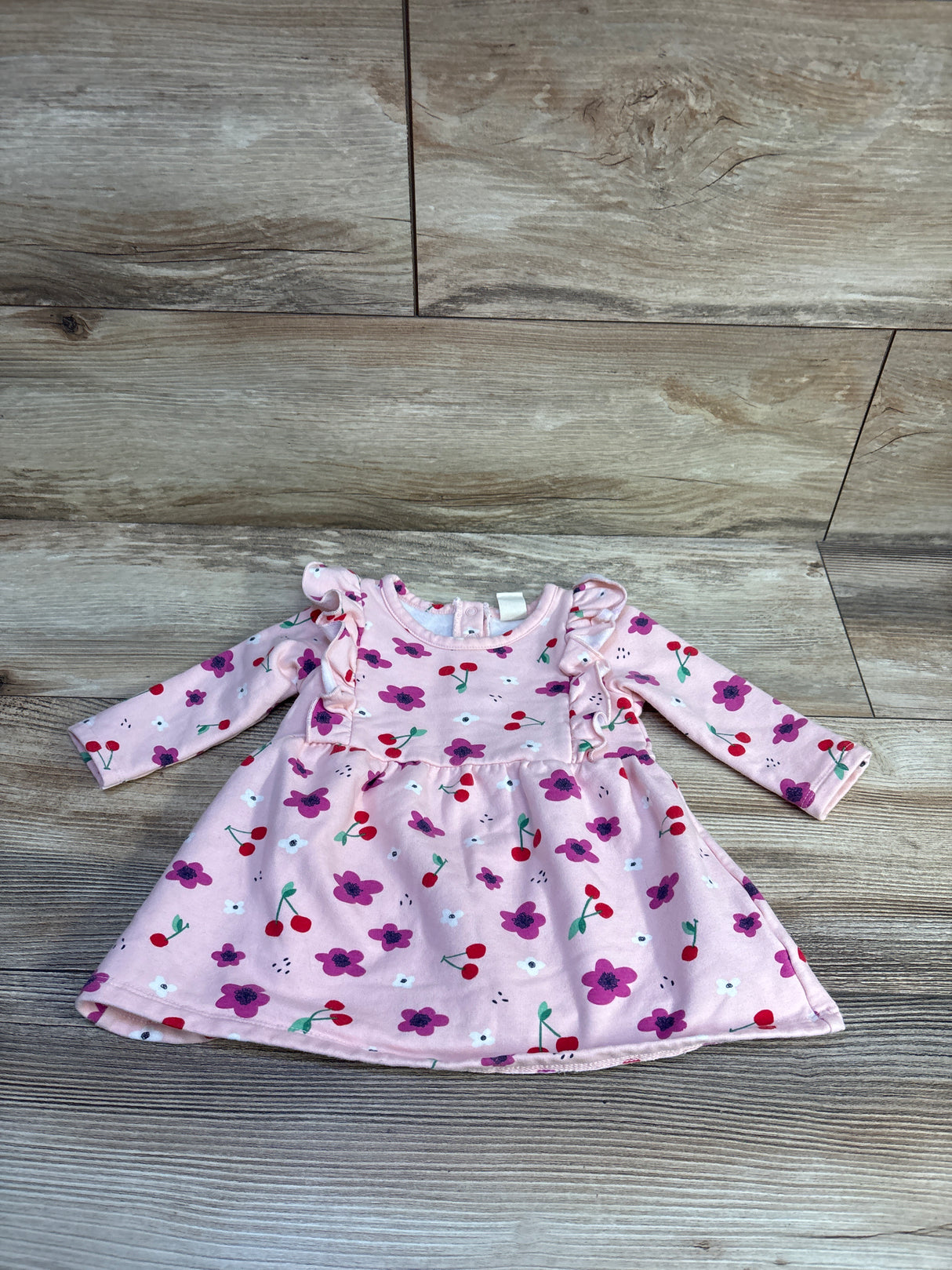 Tucket + Tate Cherry Print Sweatshirt Dress Pink sz 3m
