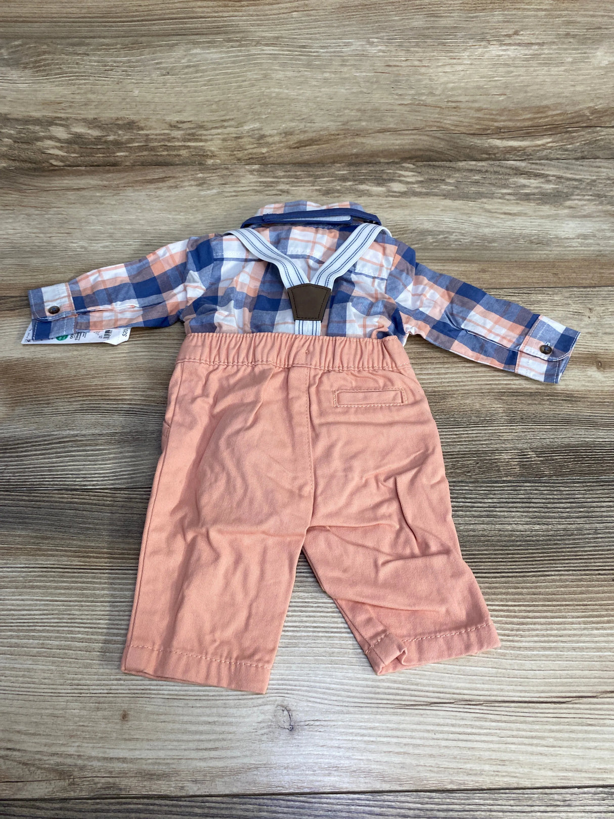 NEW Just One You 4pc Plaid Button-Up Suspender Set Pink sz Newborn - Me n Mommy To Be