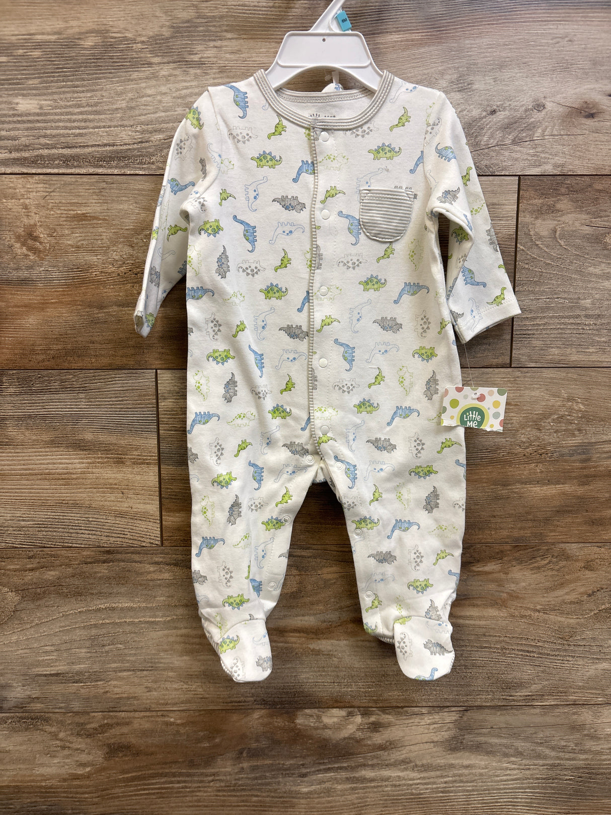 NEW Little Me 2pc Dinosaur Sleeper & Hat Set White sz 6m