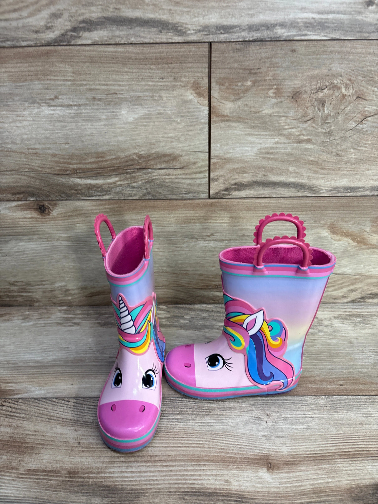 Members Mark Unicorn Rain Boots Pink sz 7/8c