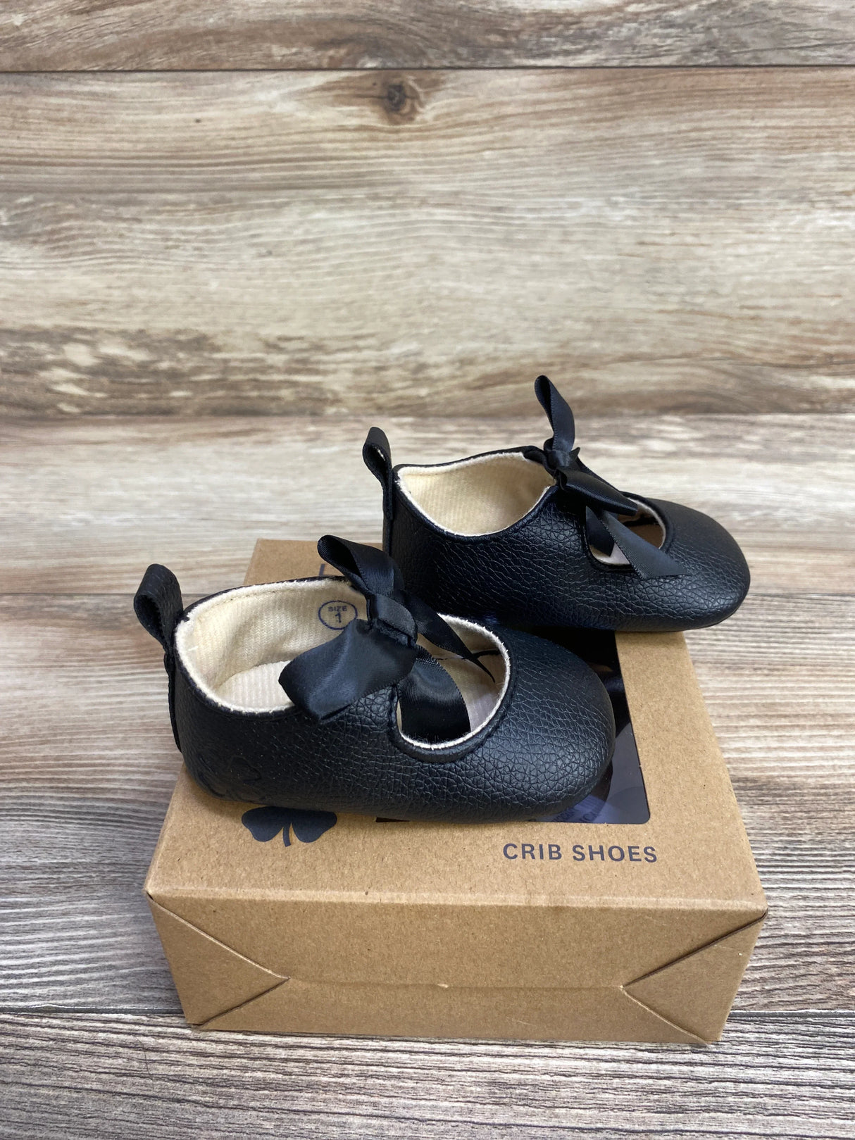 NEW Lucky Brand Mary Jane Bow Crib Shoes Black sz 1c