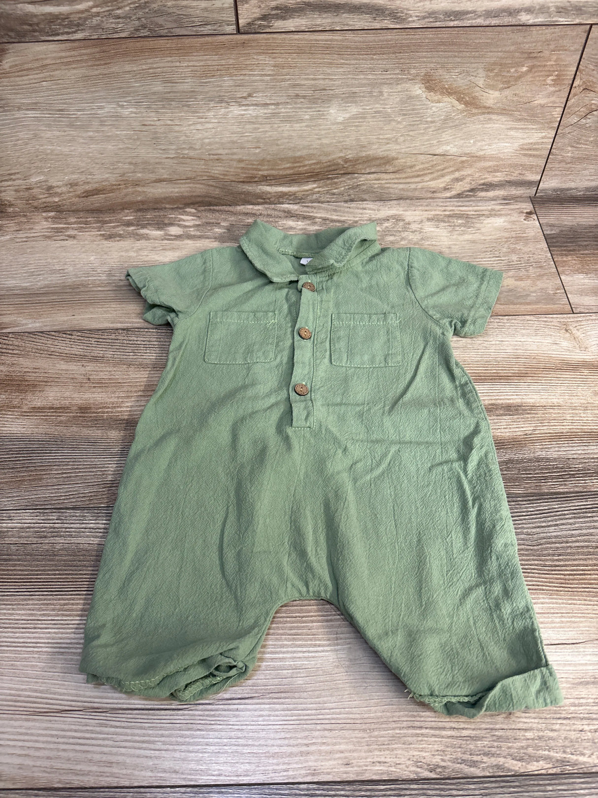 Muslin Henley Romper Green sz 12-18m