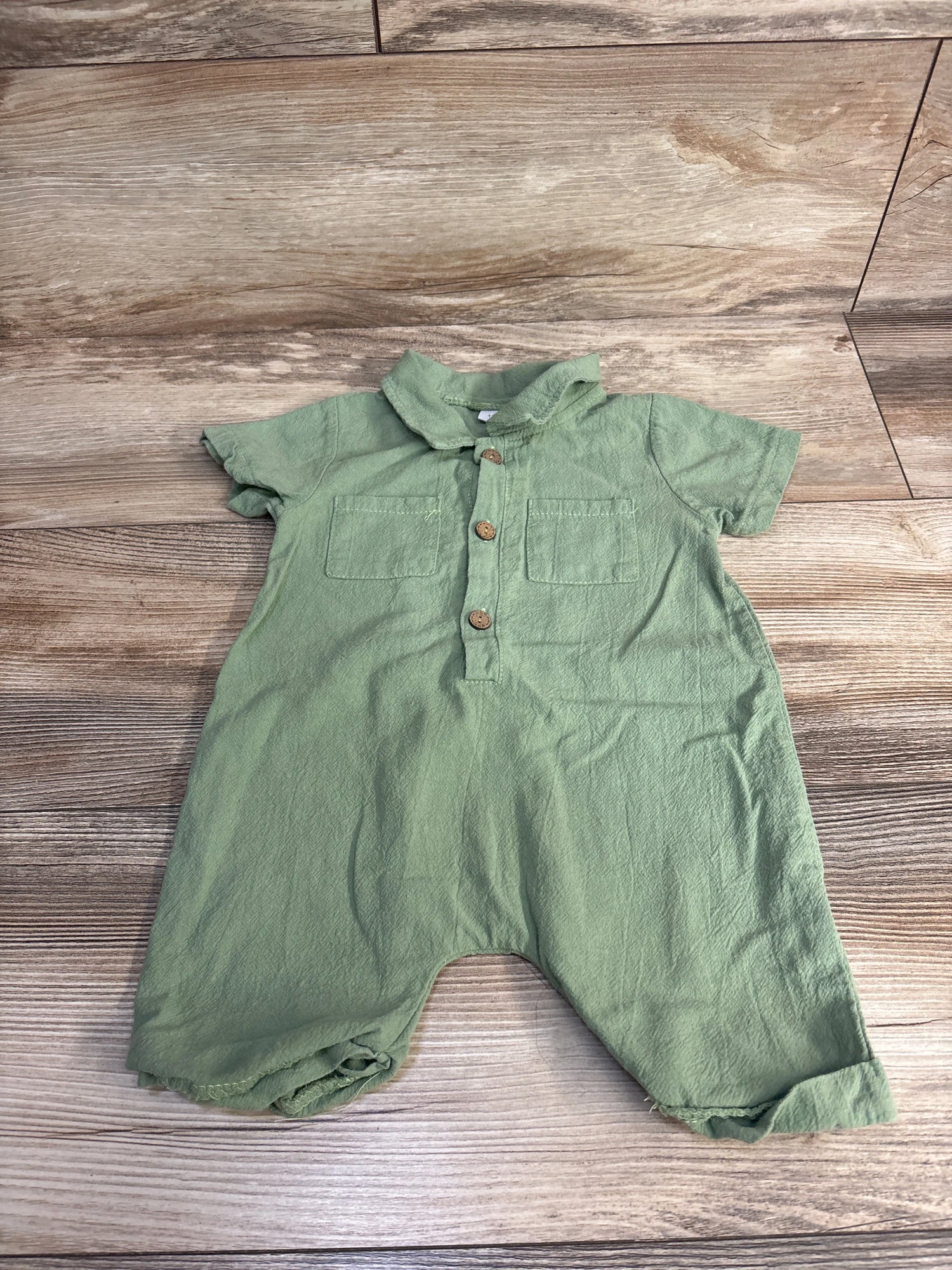 Muslin Henley Romper Green sz 12-18m