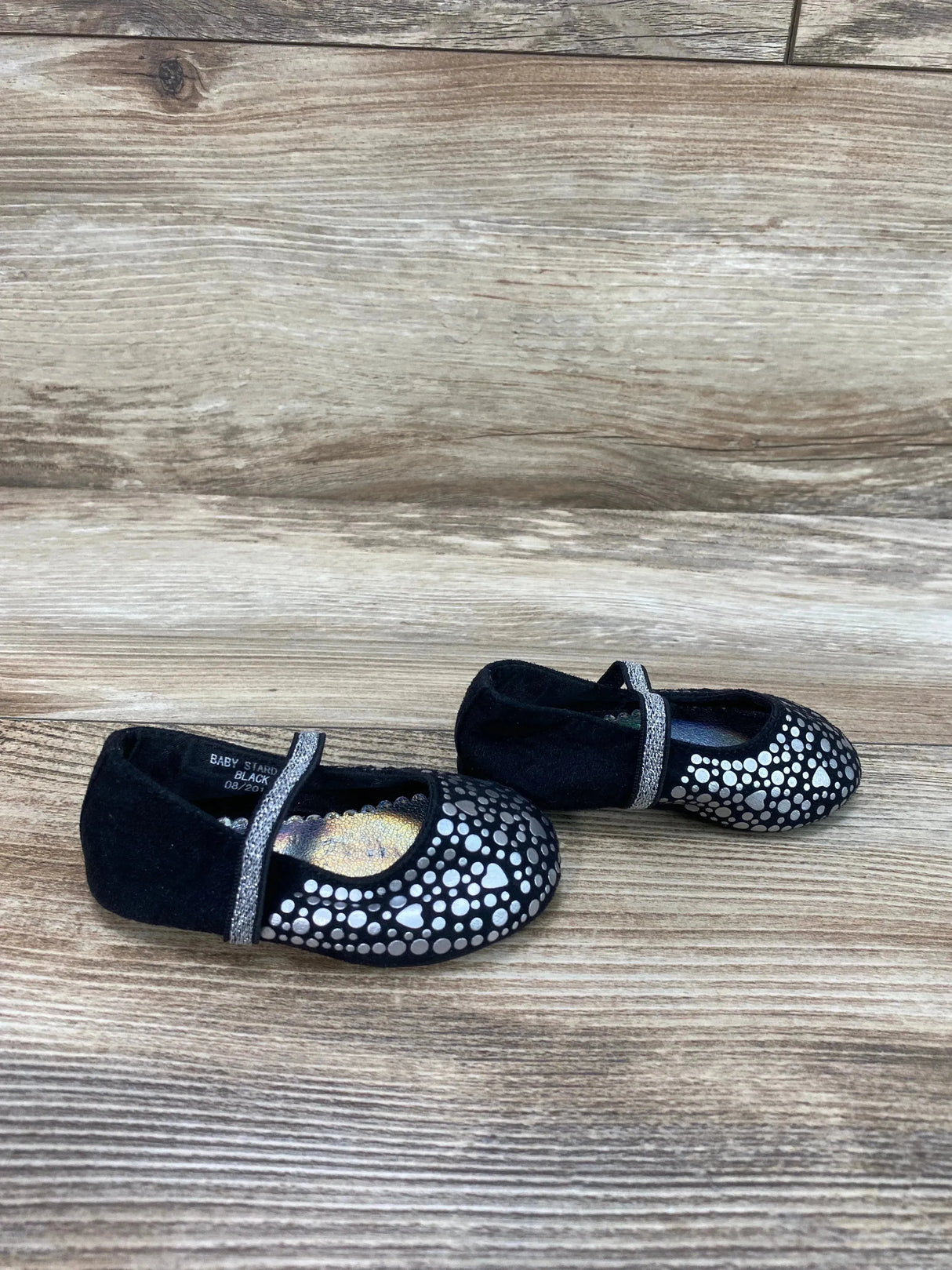 Stuart Weitzman Baby Stardust Flats Black/Silver sz 2c - Me n Mommy To Be