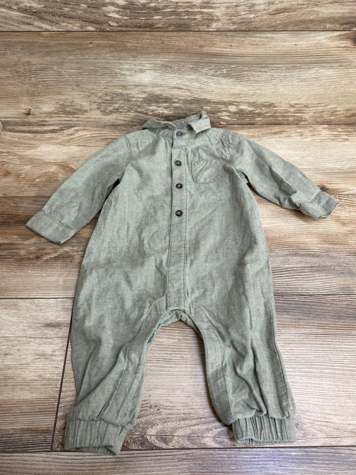 Cat & Jack Button Up Coverall Green sz 6-9m