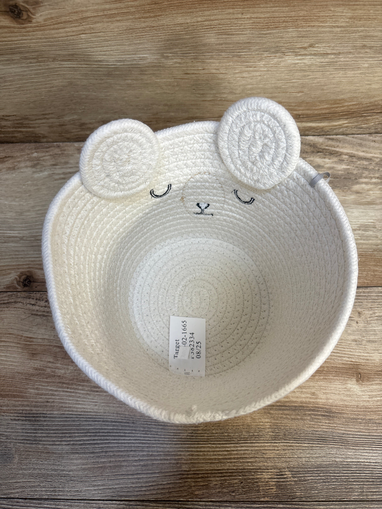 NEW Cloud Island Tapered Coiled Rope Round Basket Sleepy Bear