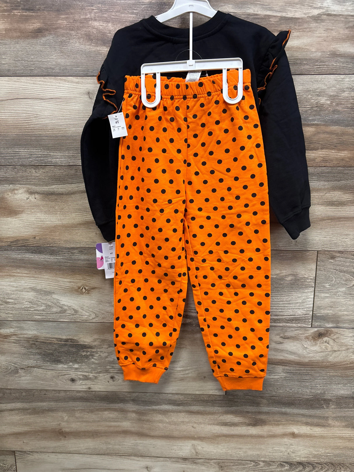 NEW Disney 2Pc Minnie Mouse Halloween Fleece Pullover & Pants Set Black sz 4T