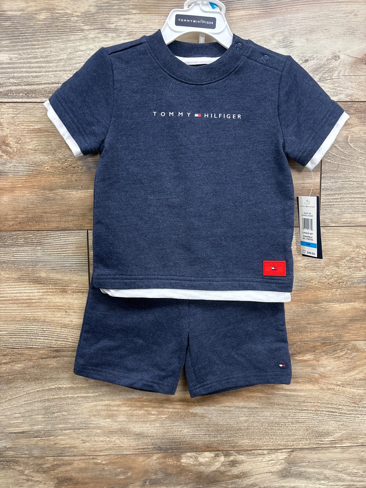 NEW Tommy Hilfiger 2pc Shirt & Shorts Set Navy sz 24m