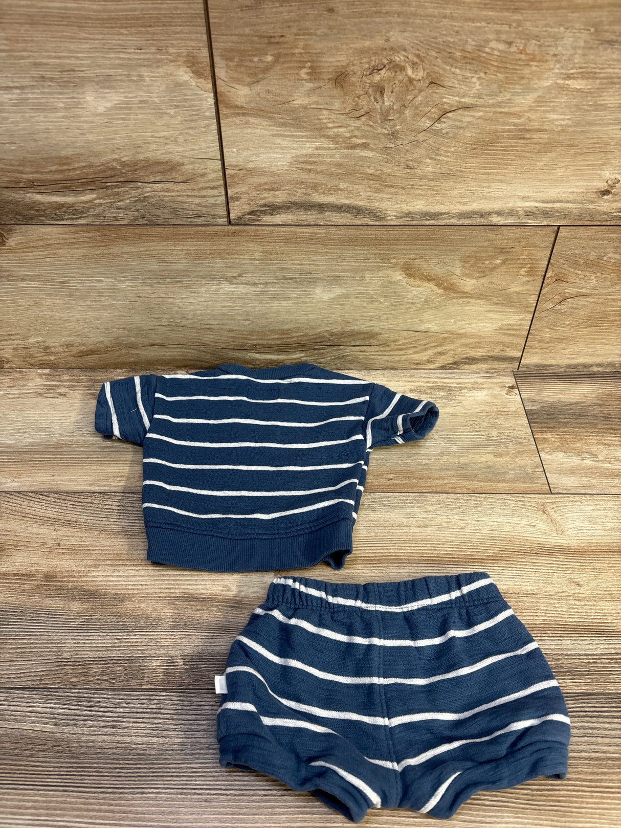 Little Planet Organic 2pc Striped Shirt & Short Set Blue sz 3m