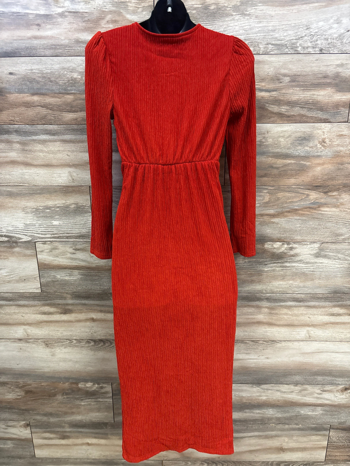Shein Textured Maternity Long Sleeve Maxi Dress Blood Orange sz Small