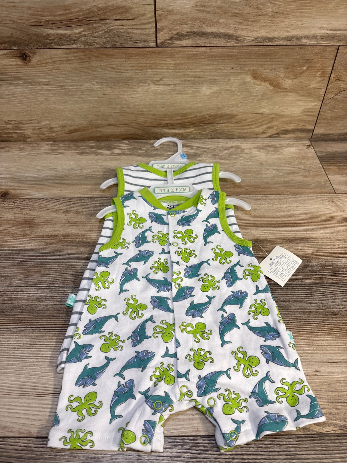 NEW Millie & Myles 2Pk Shortie Rompers Green sz 3-6m