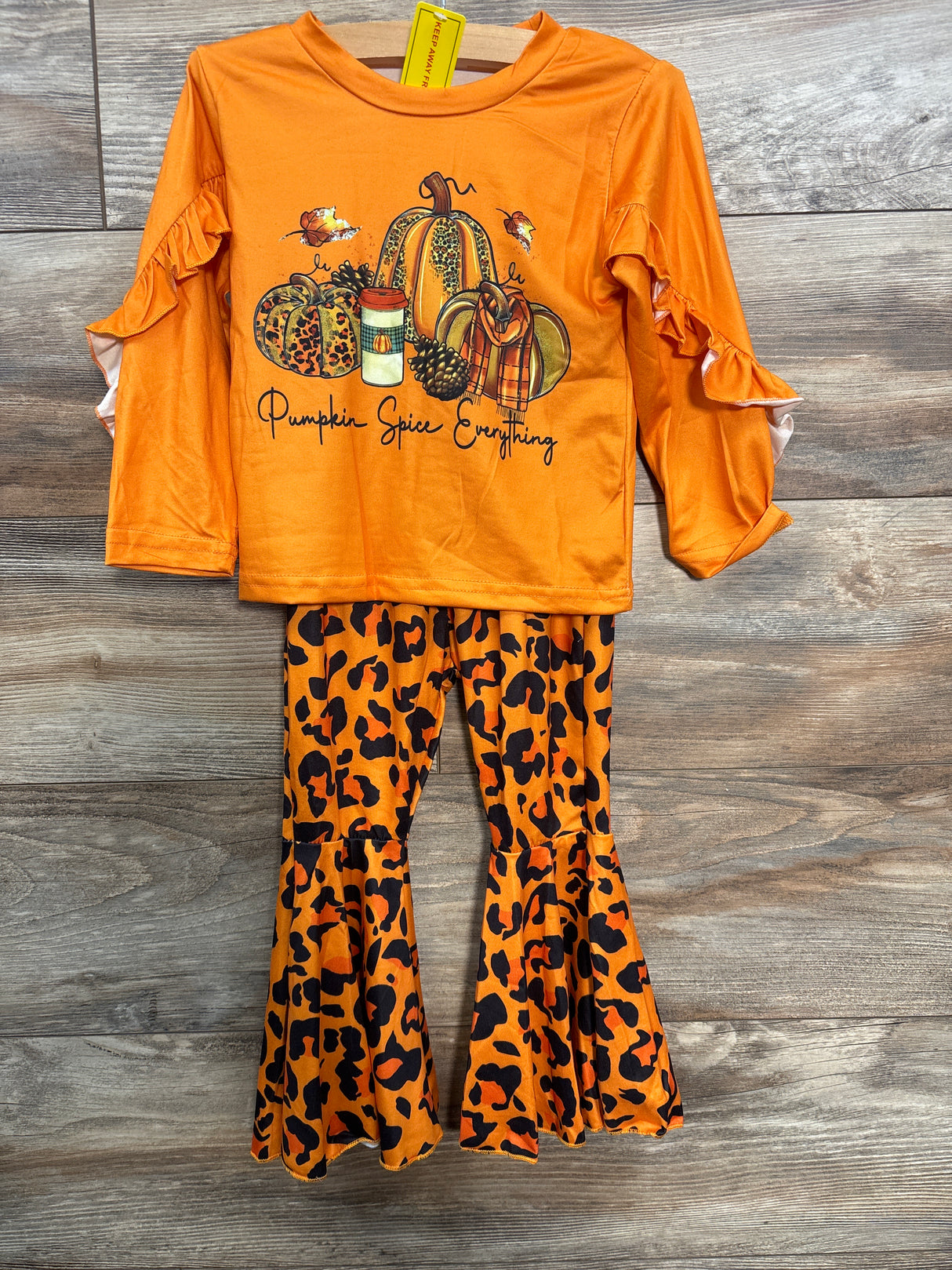 NEW 2pc Pumpkin Spice Shirt & Leopard Print Bottoms Orange 2-3T