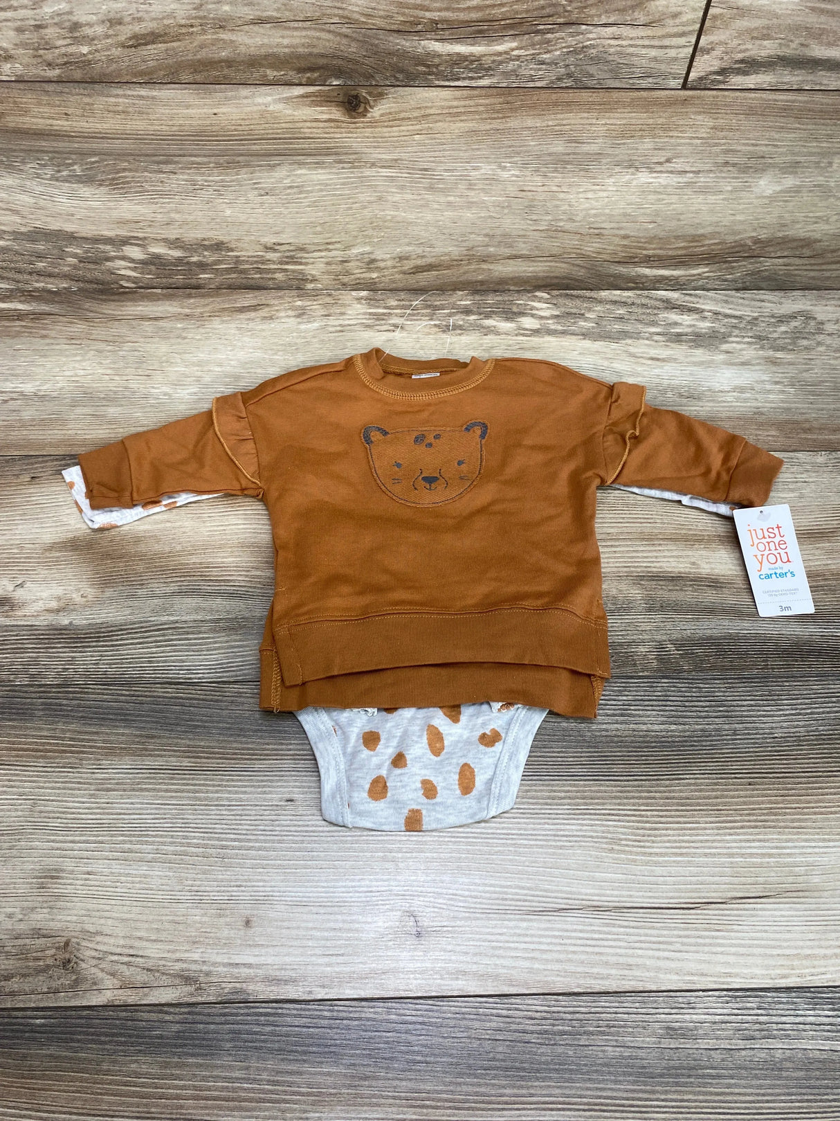NEW Just One You 3pc Brown Sweatshirt Set sz 3m - Me n Mommy To Be