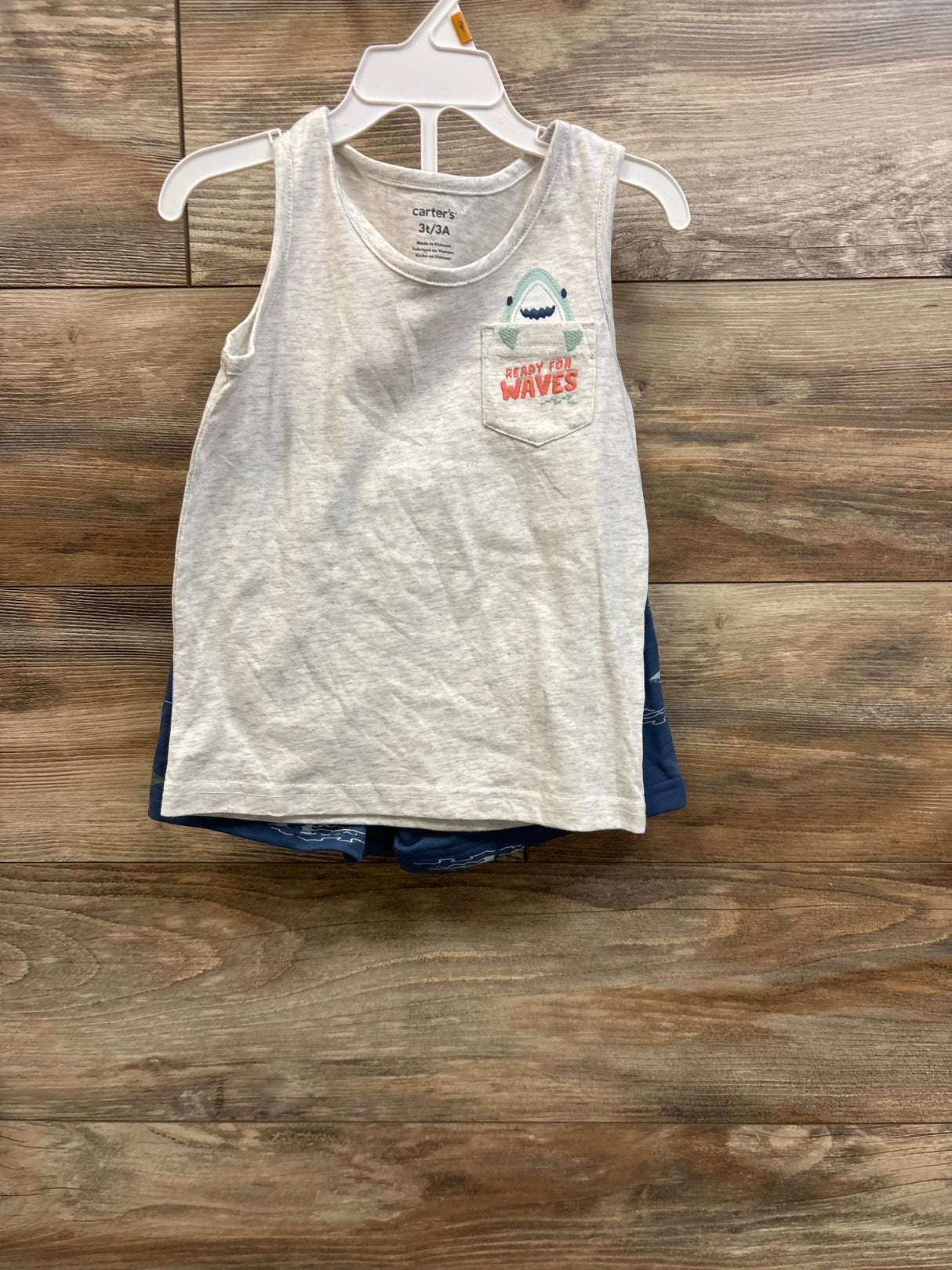 NEW Carter's 2pc Ready For Waves Tank Top & Shorts Set Grey sz 3T