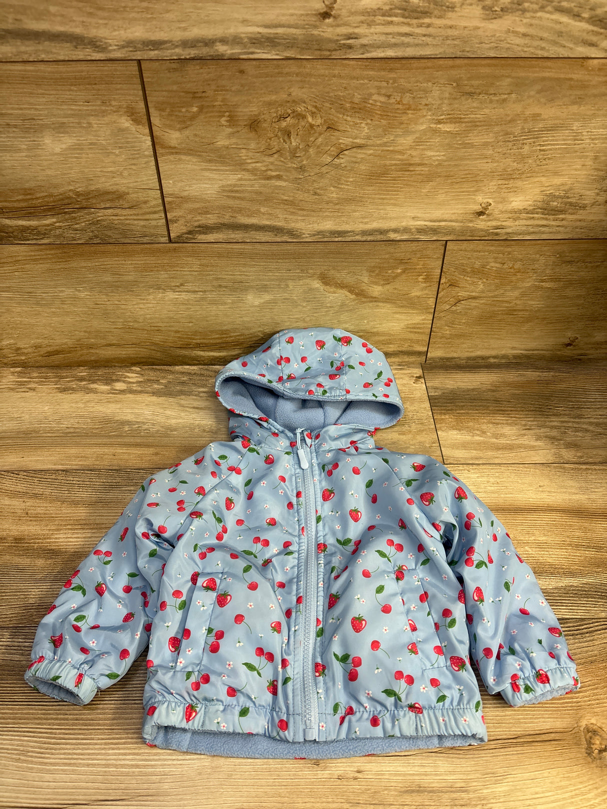 Sweet Stories Reversible Strawberry Print Jacket Blue sz 12m