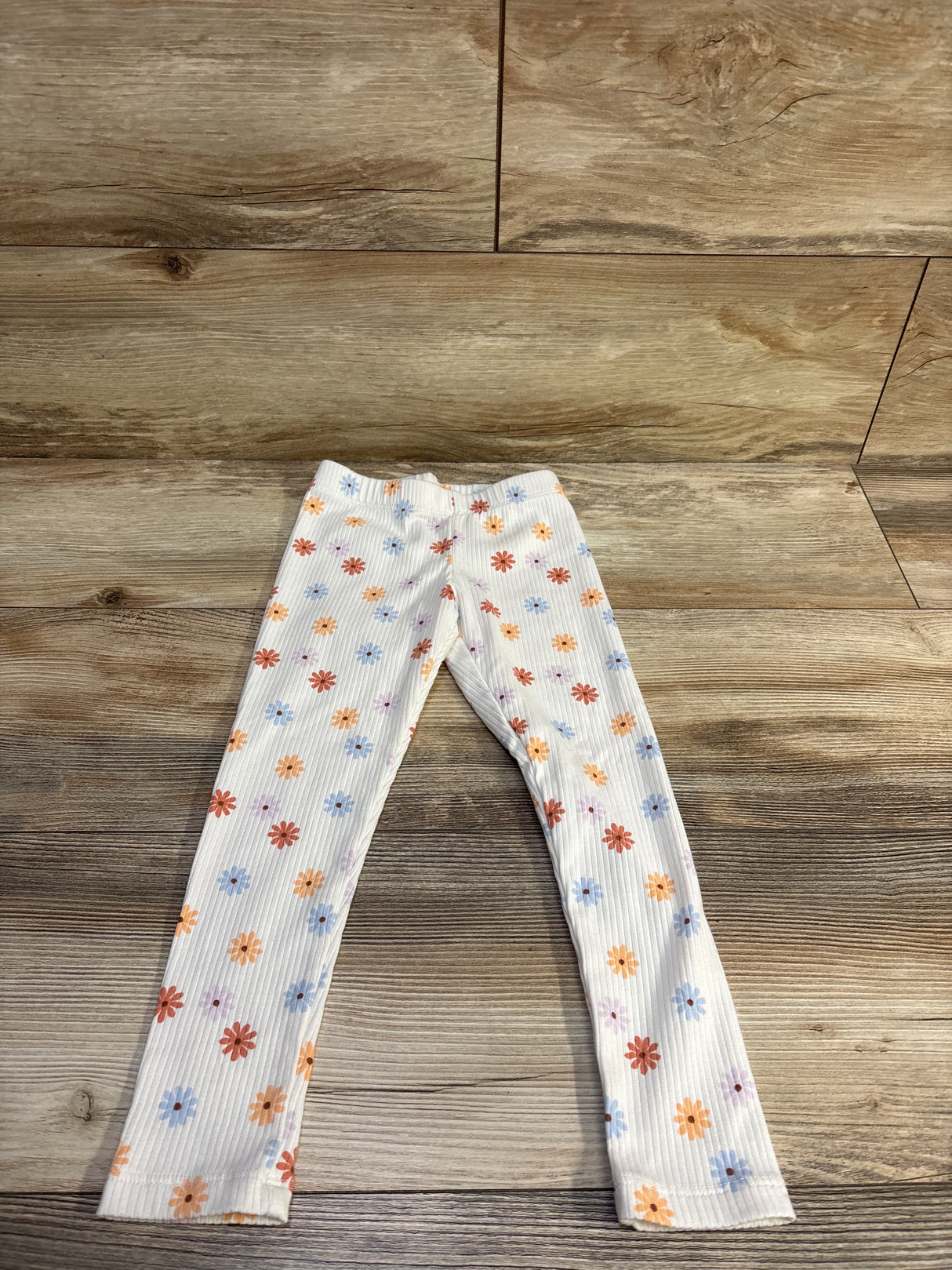 Cat & Jack Floral Ribbed Leggings White sz 4T