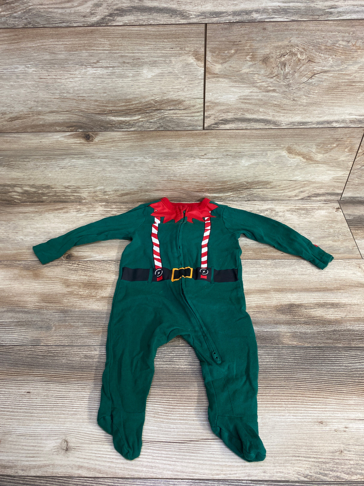 Old Navy Elf Print Sleeper Green sz 3-6m