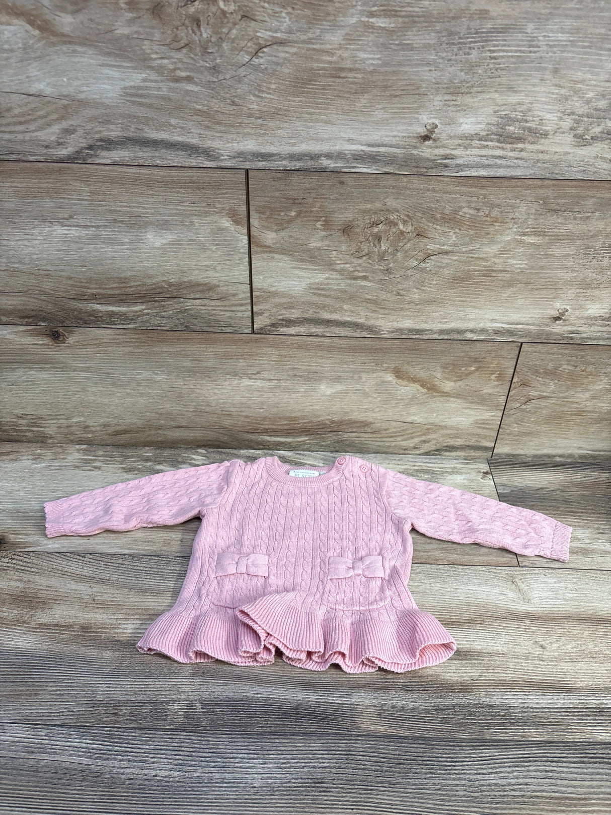 Children's Place Cable Knit Bow Sweater Pink sz 9-12m