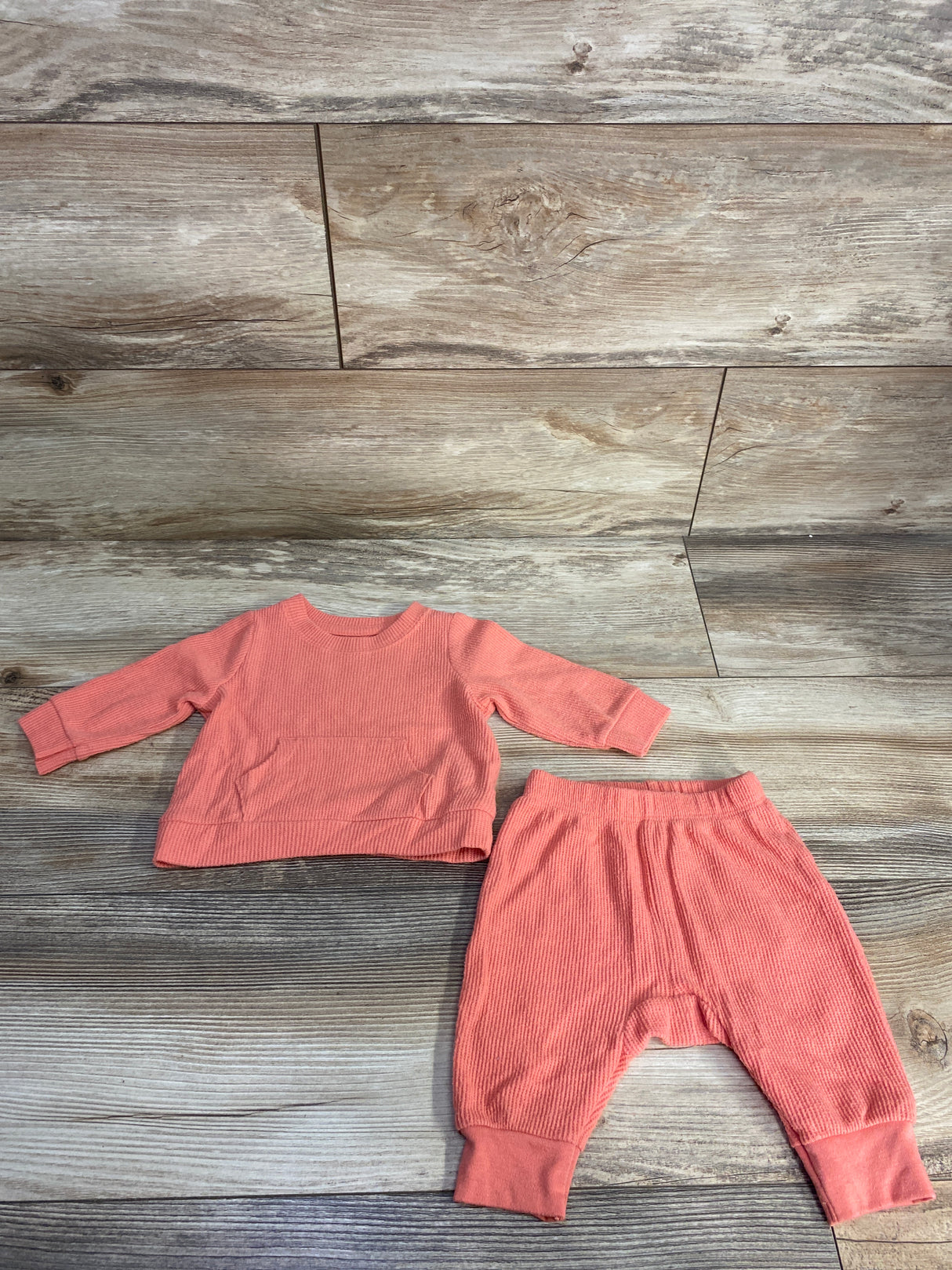 Cat & Jack 2pc Waffle Knit Shirt & Pants Orange sz 0-3m