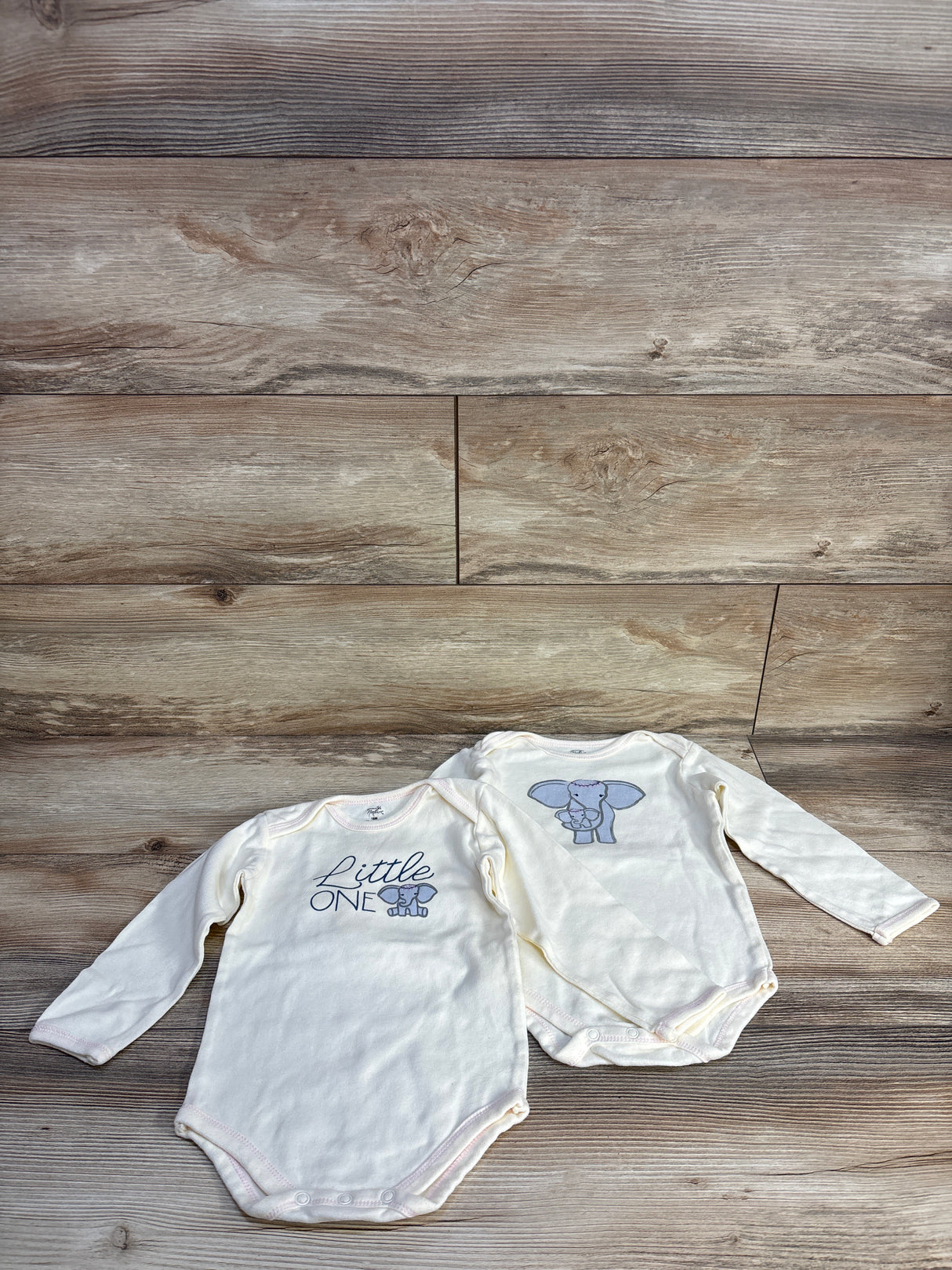 Touched By Nature 2pk Elephant Bodysuits Cream sz 18m