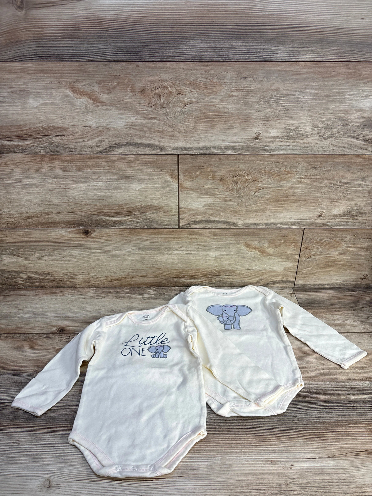 Touched By Nature 2pk Elephant Bodysuits Cream sz 18m