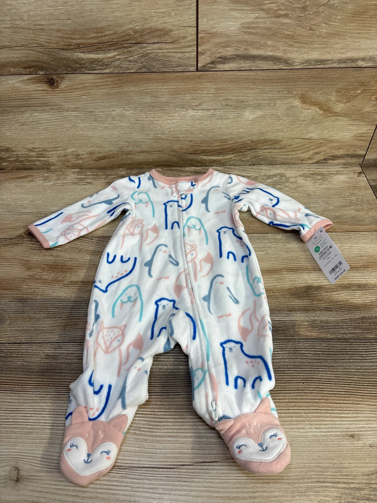 NEW Carter's Walrus Print Blanket Sleeper White sz 3m